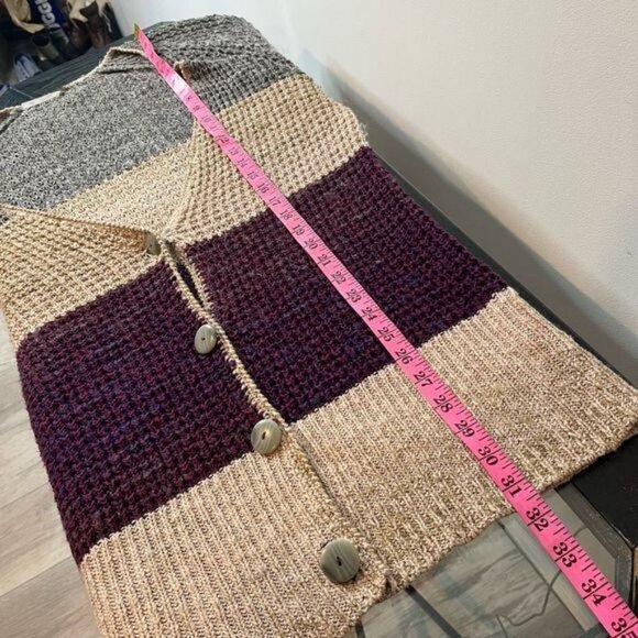 Free People Women’s Medium Deep V Colorblock Cardigan Mohair Blend Chunky Knit - Picture 10 of 12